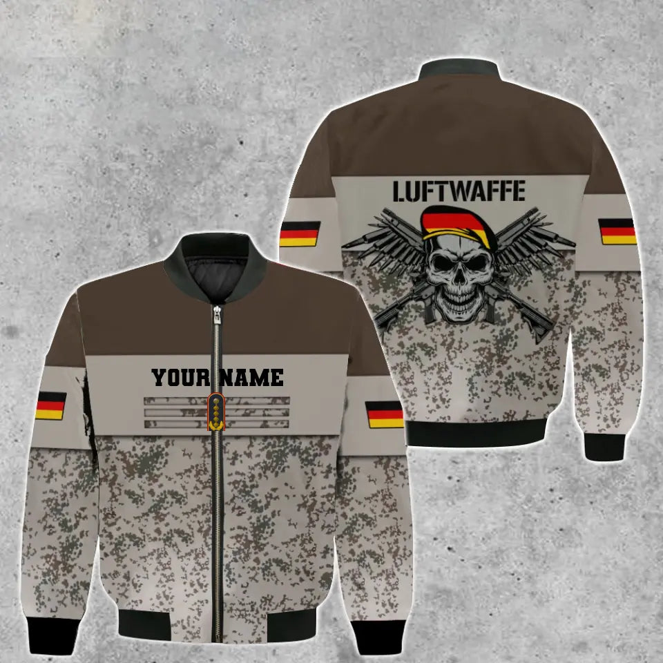 Personalisierte Bomberjacke mit Camouflage-Muster für deutsche Soldaten/Veteranen mit Namen und Rang, bedruckt -111223001