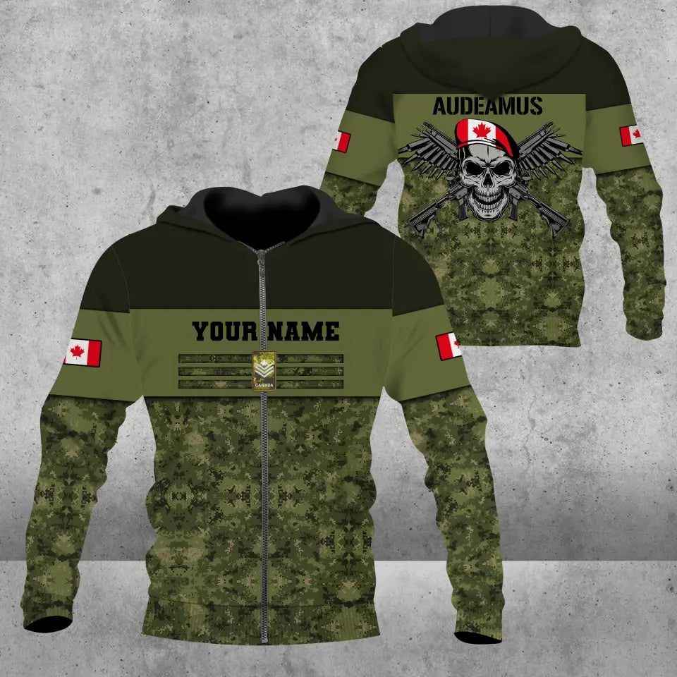 Personalized Canadian Soldier/ Veteran Camo With Name And Rank Hoodie 3D Printed -111223001
