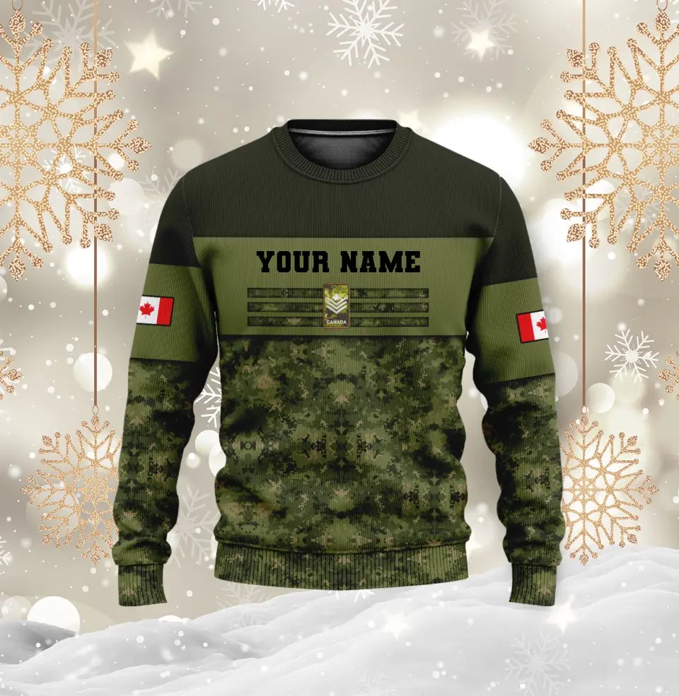 Personalized Canadian Soldier/ Veteran Camo With Name And Rank Hoodie 3D Printed -111223001