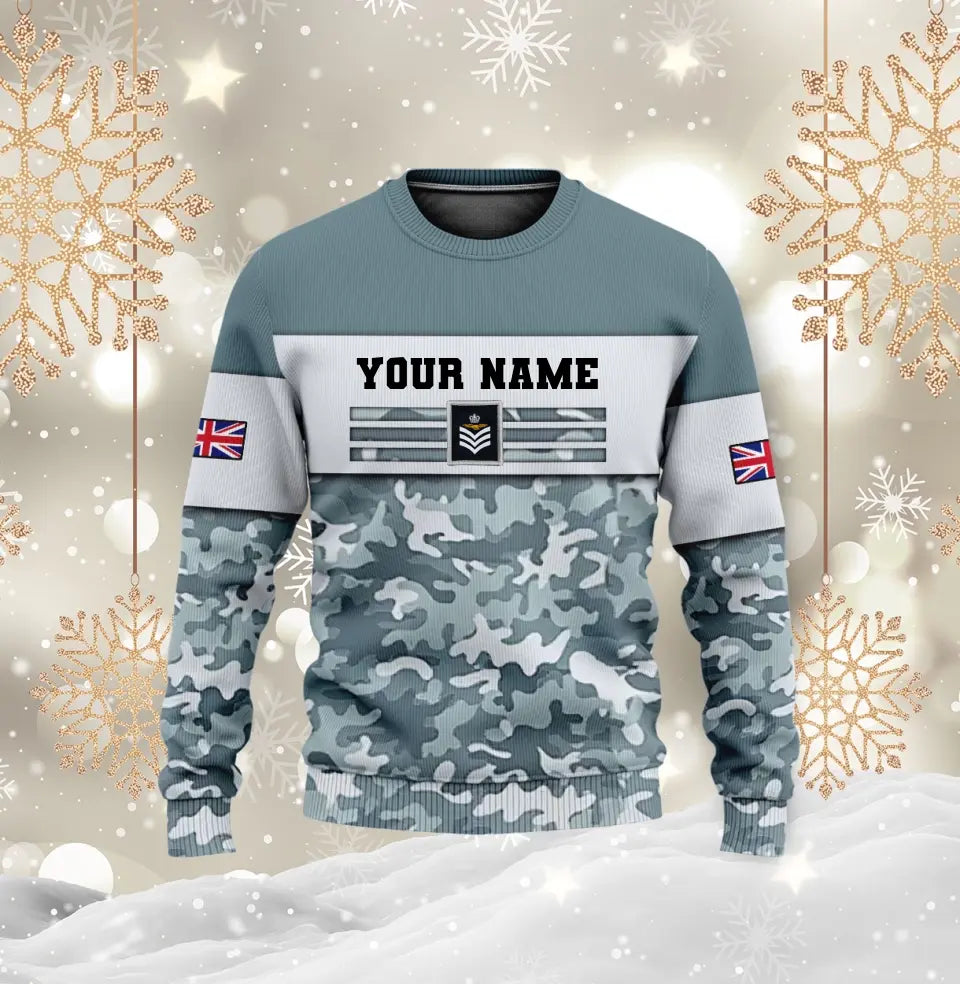 Personalized UK Soldier/ Veteran Camo With Name And Rank T-shirt 3D Printed - 0502240002