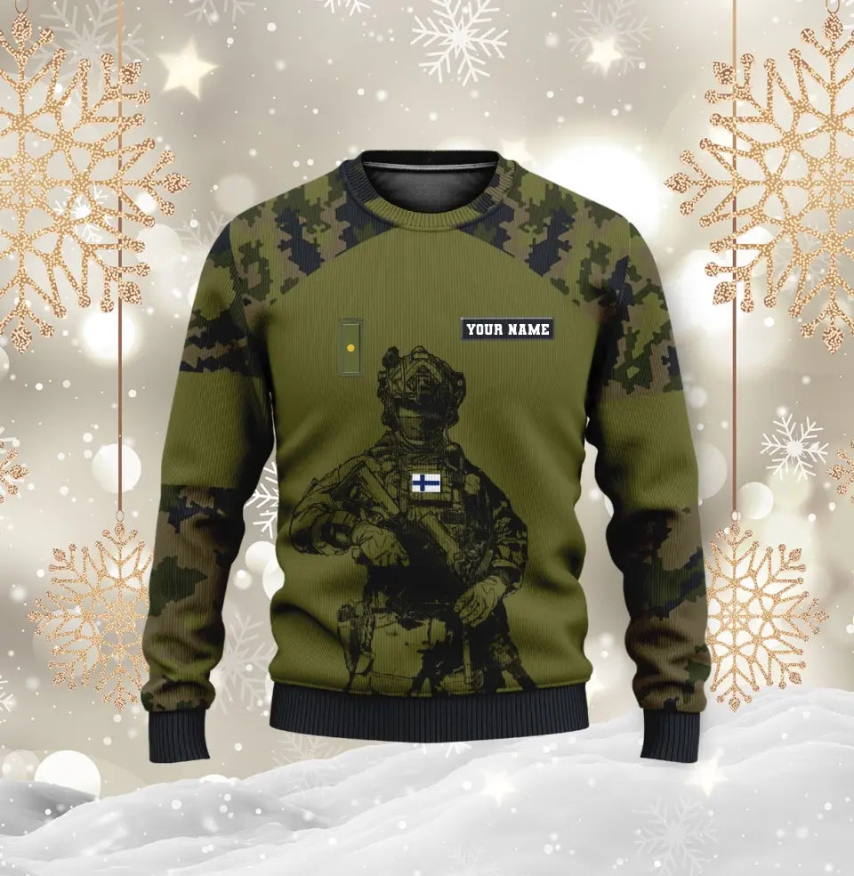 Personalized Finland Soldier/ Veteran Camo With Name And Rank Hoodie 3D Printed -1212230001