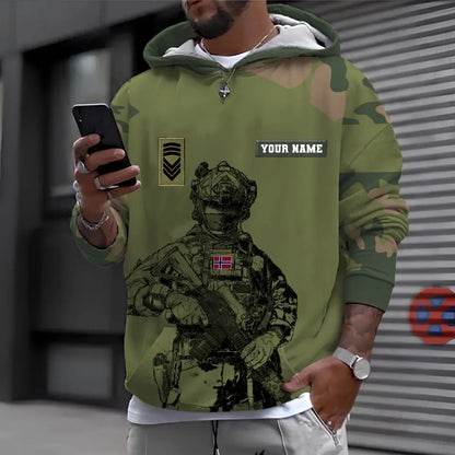 Personalized Norway Soldier/ Veteran Camo With Name And Rank Hoodie 3D Printed - 1212230001