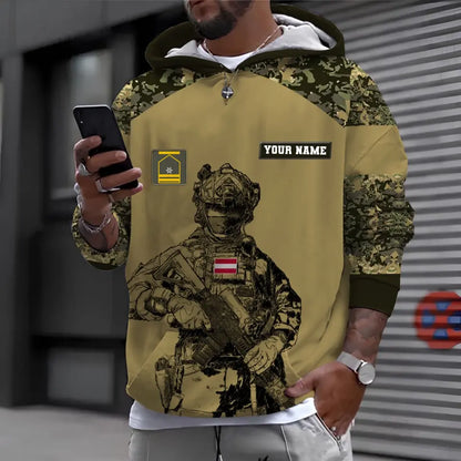 Personalized Austrian Soldier/ Veteran Camo With Name And Rank Hoodie 3D Printed - 1212230001