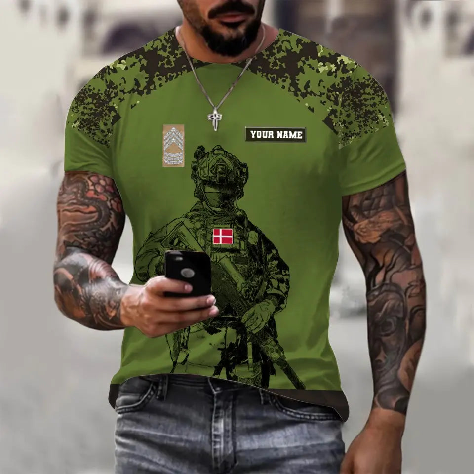 Personalized Denmark Soldier/ Veteran Camo With Name And Rank Hoodie 3D Printed - 1212230001