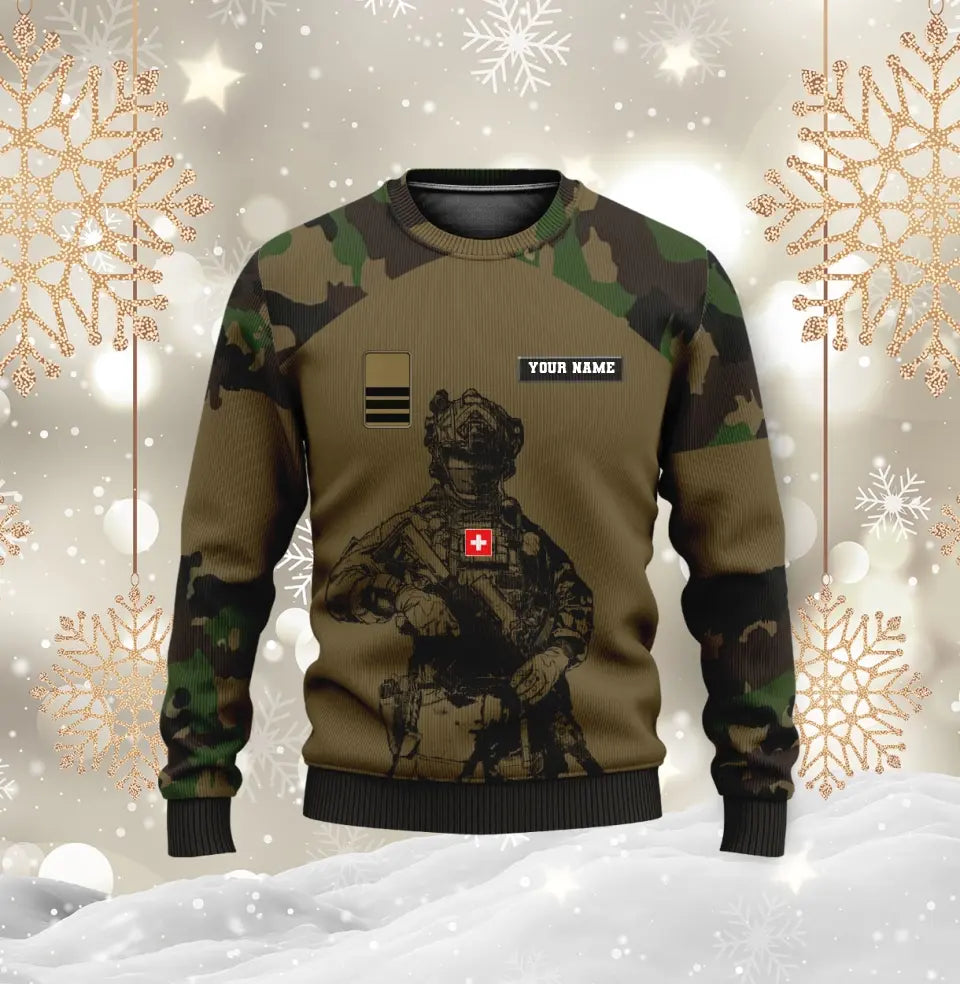 Personalized Swiss Soldier/ Veteran Camo With Name And Rank Hoodie 3D Printed - 1212230001