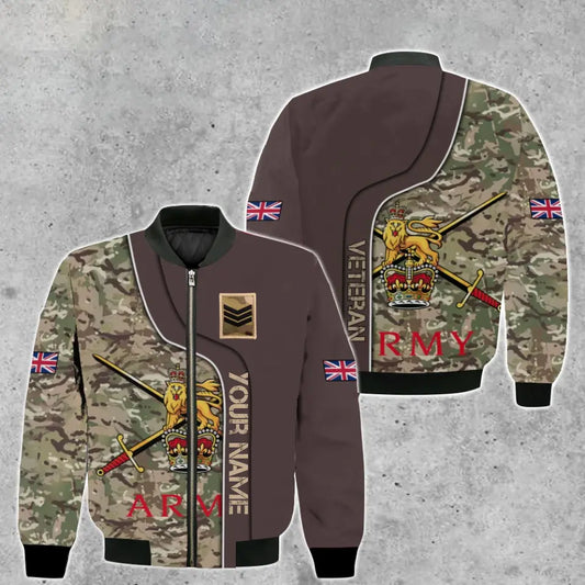 Personalized UK Soldier/ Veteran Camo With Name And Rank Bomber Jacket 3D Printed -2010230004
