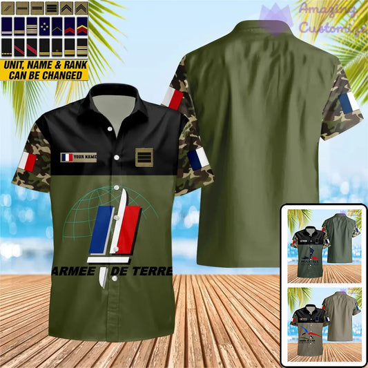 Personalized France Soldier/ Veteran Camo With Name And Rank Hawaii Shirt Printed - 17028576