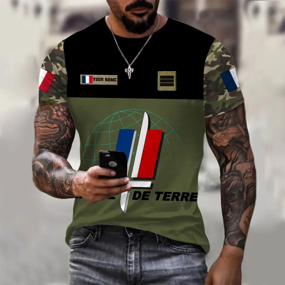 Personalized France Soldier/ Veteran Camo With Name And Rank Hawaii Shirt Printed - 17028576