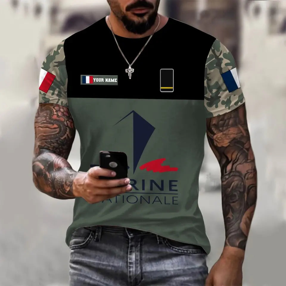 Personalized France Soldier/ Veteran Camo With Name And Rank Hawaii Shirt Printed - 17028576