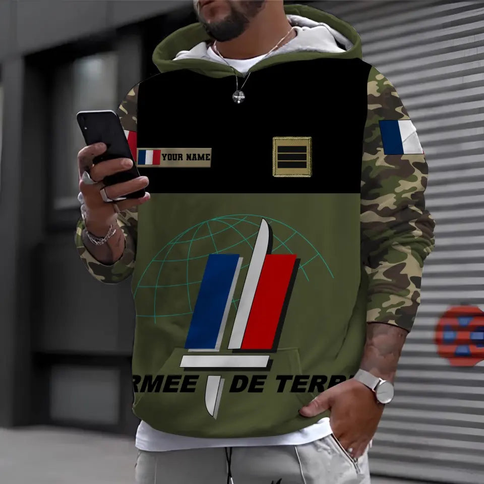 Personalized France Soldier/ Veteran Camo With Name And Rank Hawaii Shirt Printed - 17028576