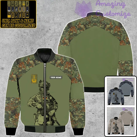 Veste de bombardier personnalisée avec camouflage soldat/vétéran allemand avec nom et grade, imprimée en 3D - 0511230001
