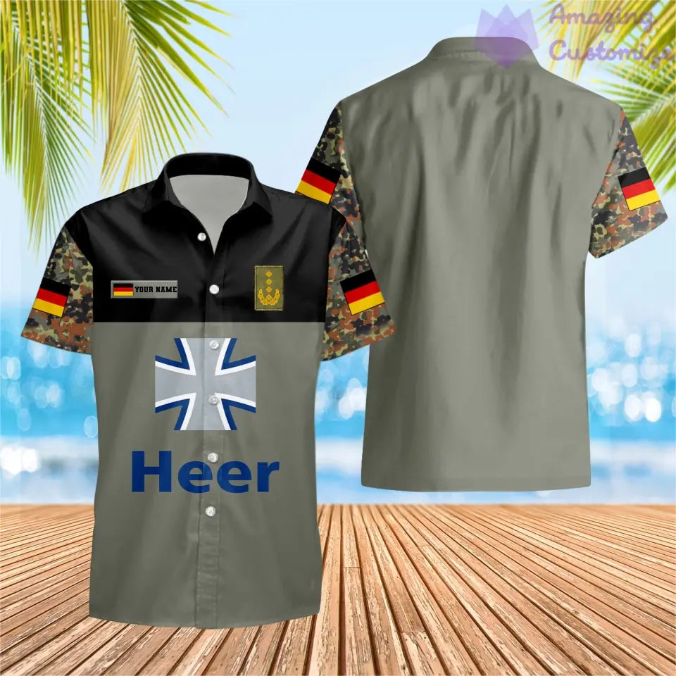 Personalized Germany Soldier/ Veteran Camo With Name And Rank Hawaii Shirt Printed -1812230001