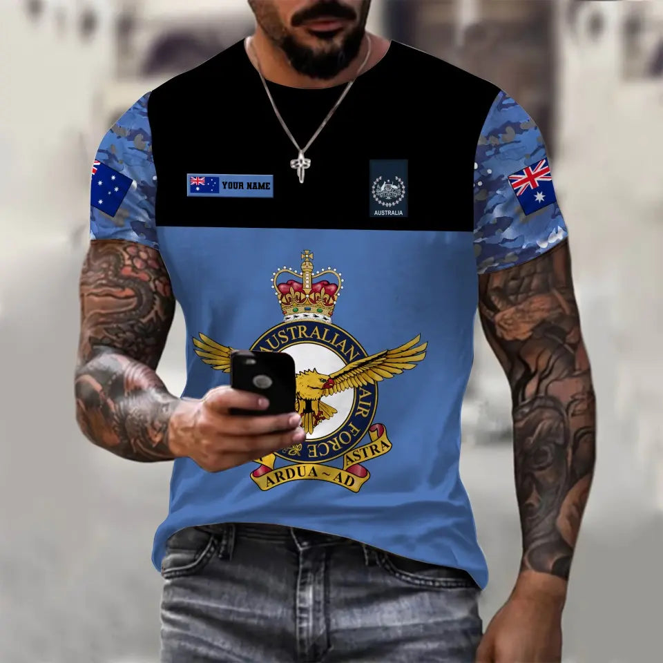 Personalisiertes australisches Soldaten-/Veteranen-Camouflage-Hawaii-Hemd mit Namen und Rang bedruckt -1812230001