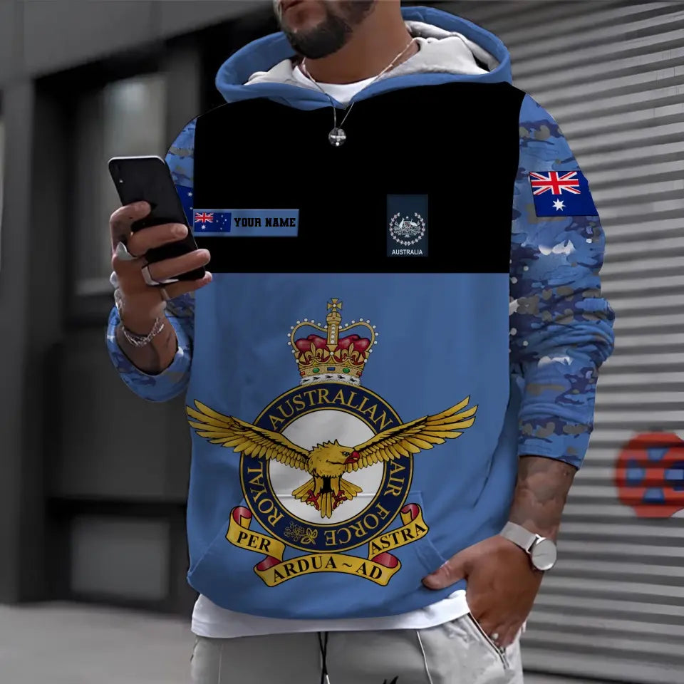 Personalisiertes australisches Soldaten-/Veteranen-Camouflage-Hawaii-Hemd mit Namen und Rang bedruckt -1812230001