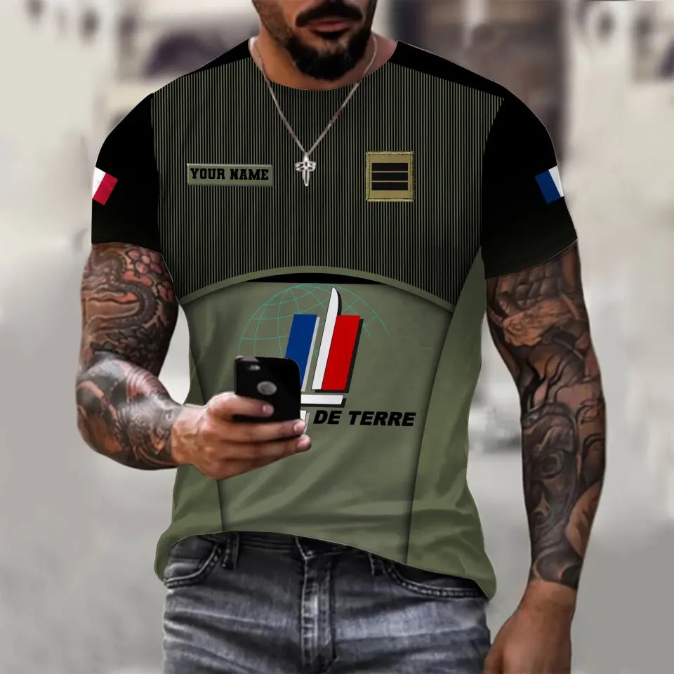 Personalized France Soldier/ Veteran Camo With Name And Rank Hawaii Shirt Printed - 17029440