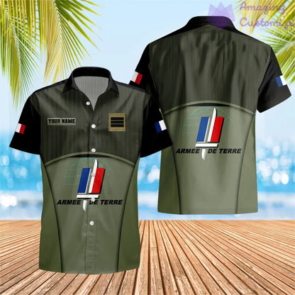 Personalized France Soldier/ Veteran Camo With Name And Rank Hawaii Shirt Printed - 17029440