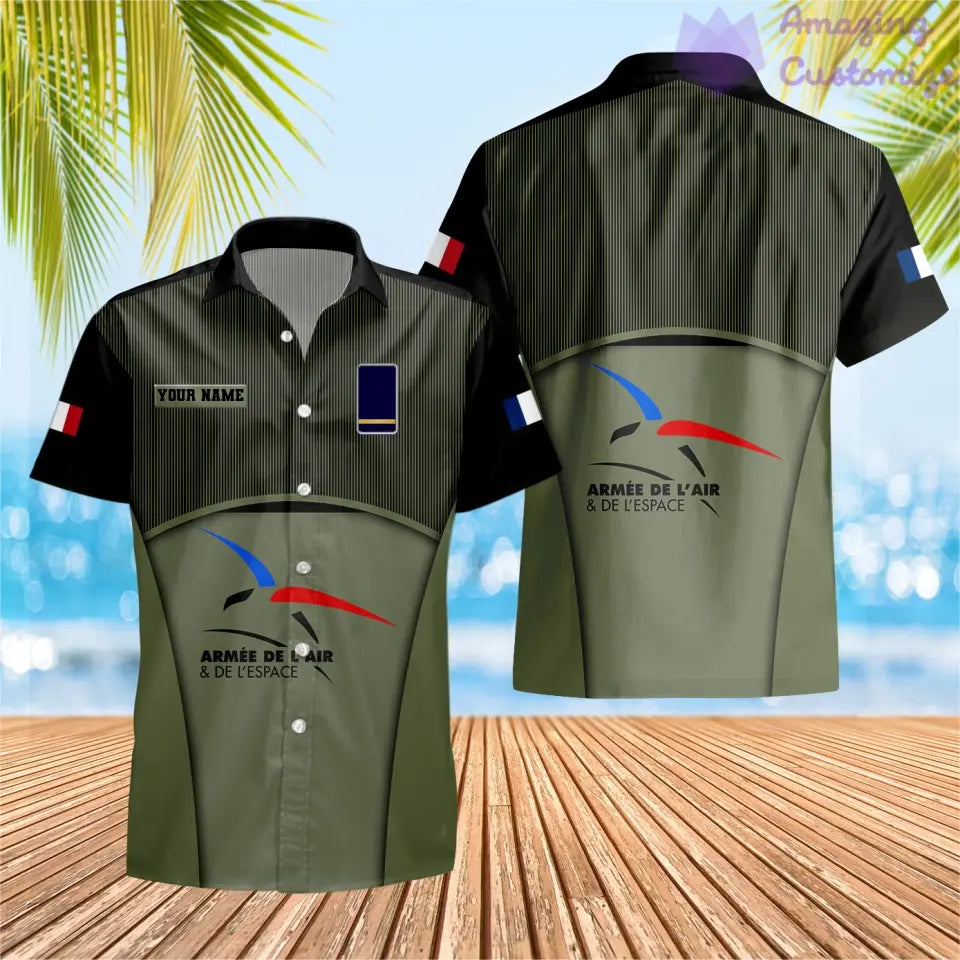 Personalized France Soldier/ Veteran Camo With Name And Rank Hawaii Shirt Printed - 17029440