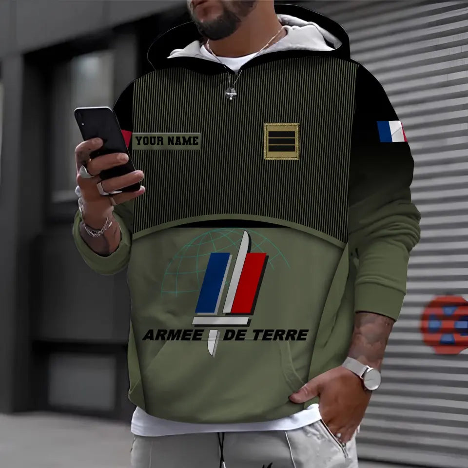 Personalized France Soldier/ Veteran Camo With Name And Rank Hawaii Shirt Printed - 17029440