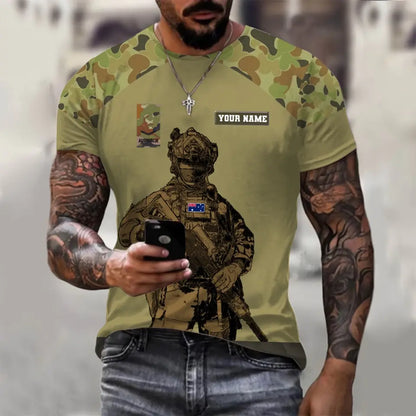 Personalized Australian Soldier/ Veteran Camo With Name And Rank T-shirt 3D Printed - 17017344