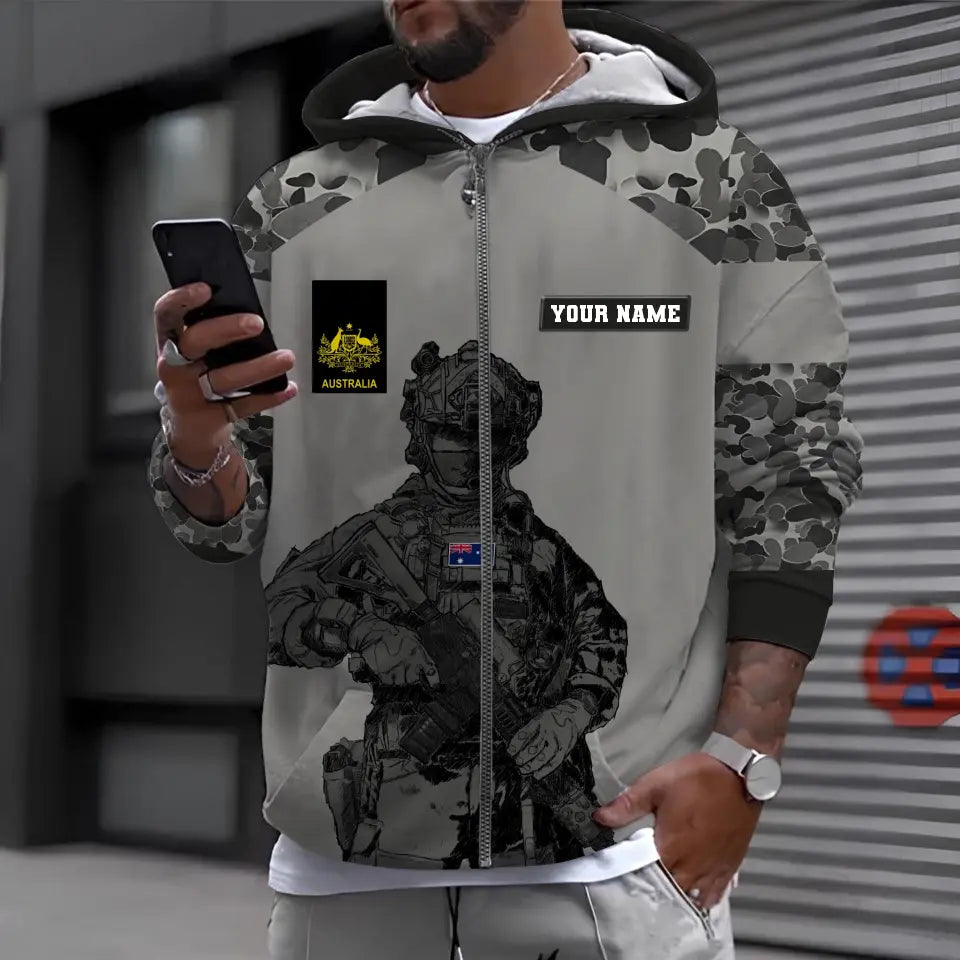 Personalized Australian Soldier/ Veteran Camo With Name And Rank T-shirt 3D Printed - 17017344