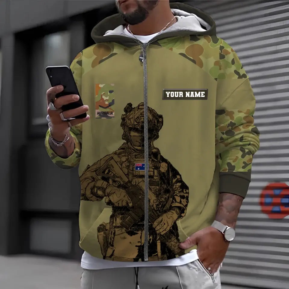 Personalized Australian Soldier/ Veteran Camo With Name And Rank T-shirt 3D Printed - 17017344