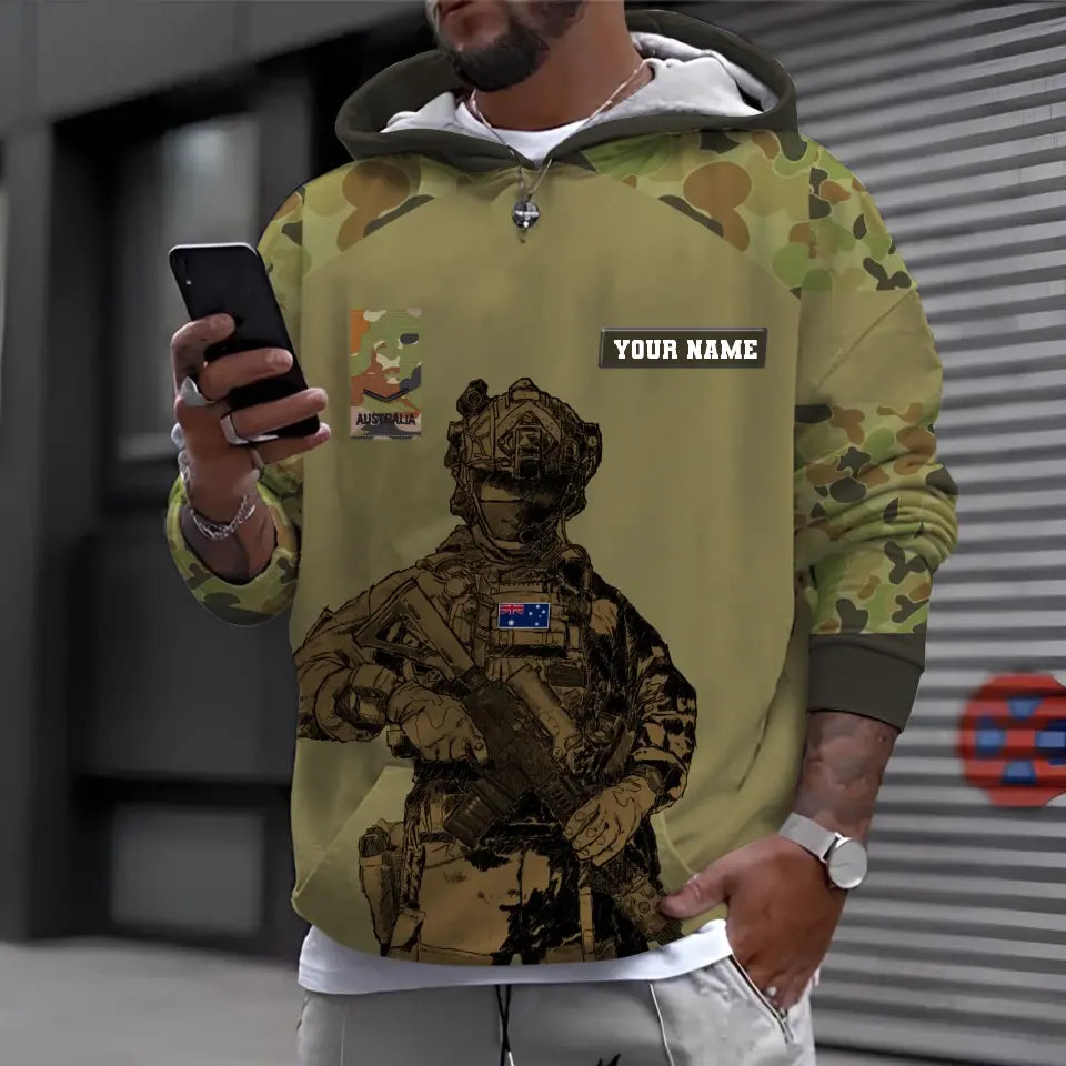 Personalized Australian Soldier/ Veteran Camo With Name And Rank T-shirt 3D Printed - 17017344