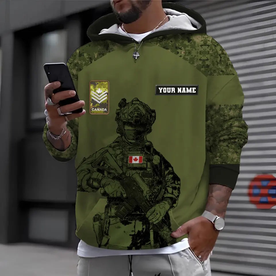 Personalized Canadian Soldier/ Veteran Camo With Name And Rank T-shirt 3D Printed -0512230001