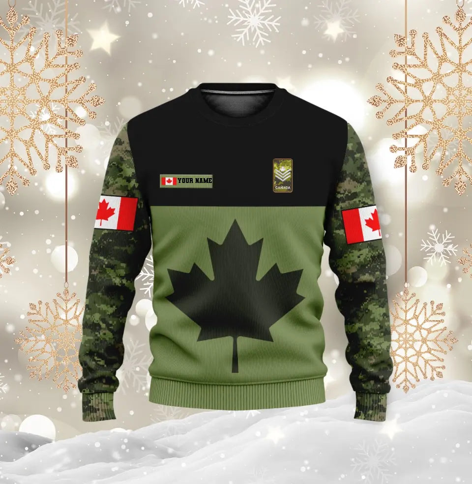Personalized Canadian Soldier/ Veteran Camo With Name And Rank T-shirt 3D Printed -0412230001