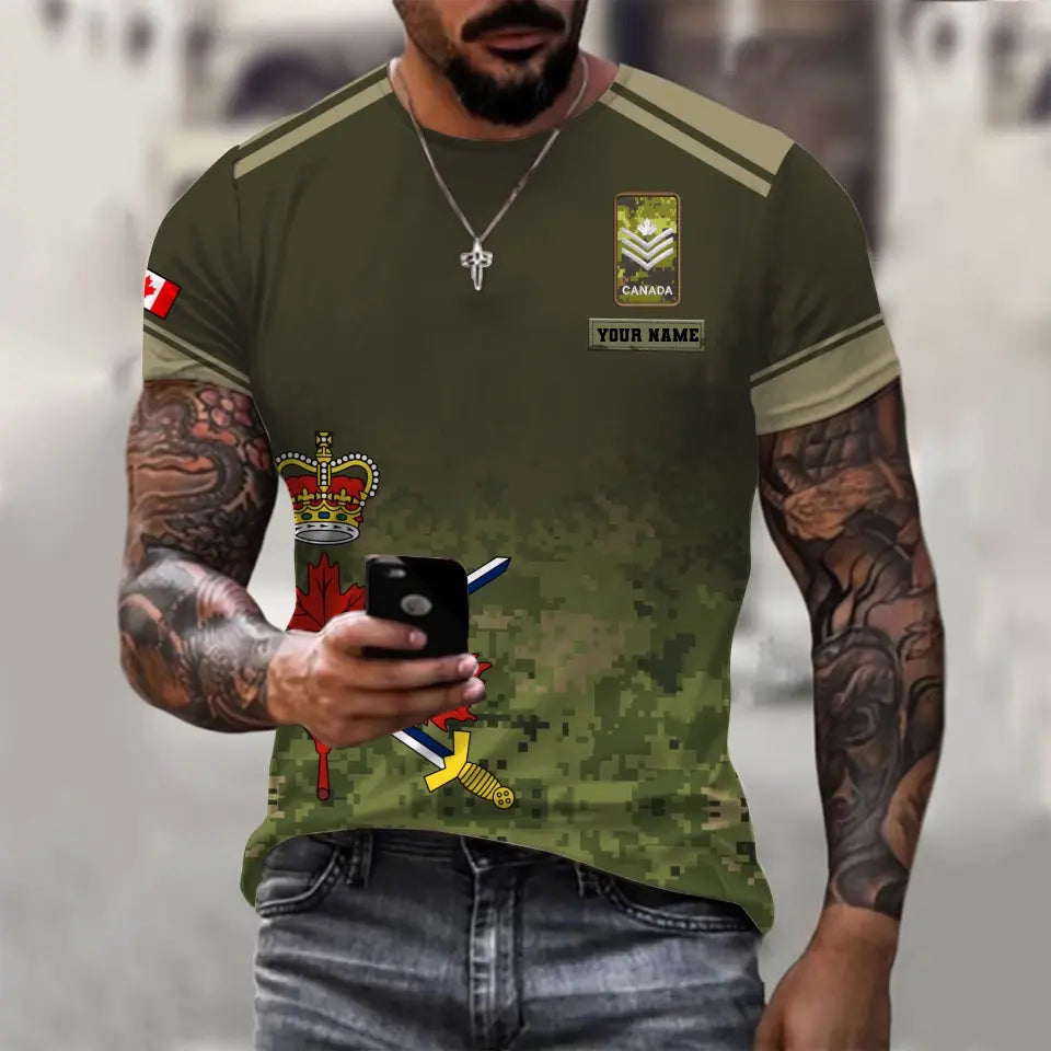 Personalized Canada Soldier/ Veteran Camo With Name And Rank T-shirt 3D Printed - 1011230003