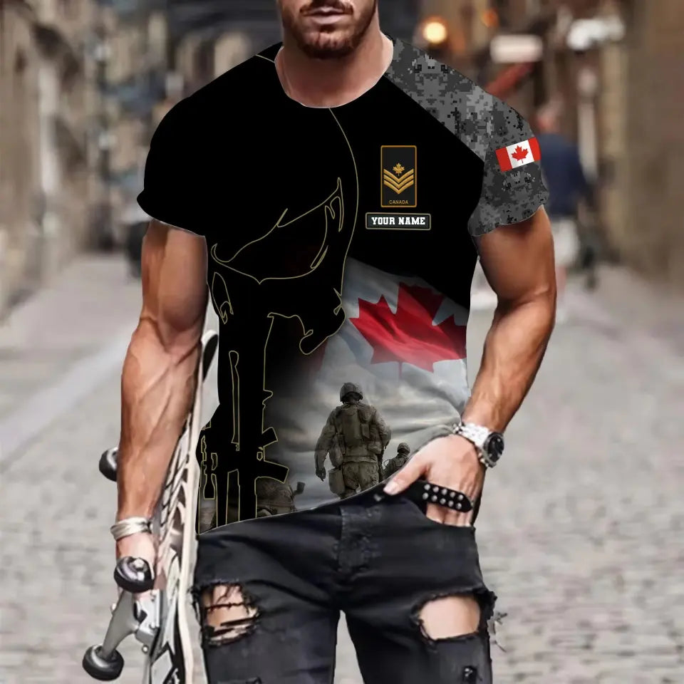 Personalized Canada Soldier/ Veteran Camo With Name And Rank T-shirt 3D Printed - 1910230001