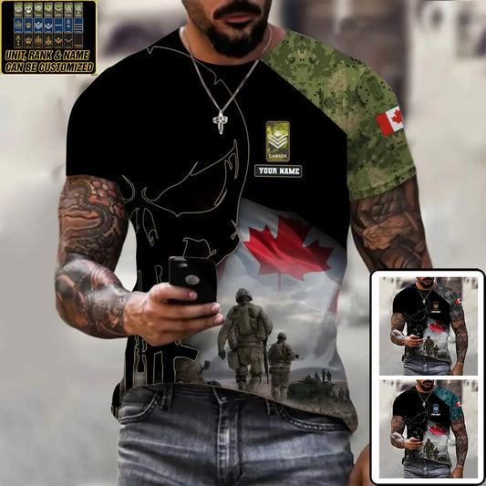 Personalized Canada Soldier/ Veteran Camo With Name And Rank T-shirt 3D Printed - 16976736