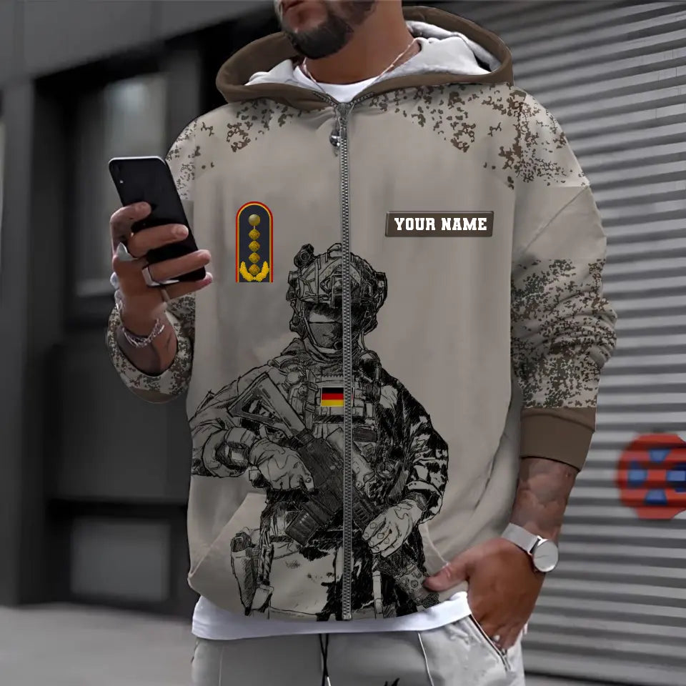 Personalized Germany Soldier/ Veteran Camo With Name And Rank T-shirt 3D Printed - 17017344