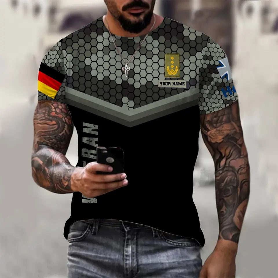 Personalized Germany Soldier/ Veteran Camo With Name And Rank T-shirt 3D Printed - 0711230001