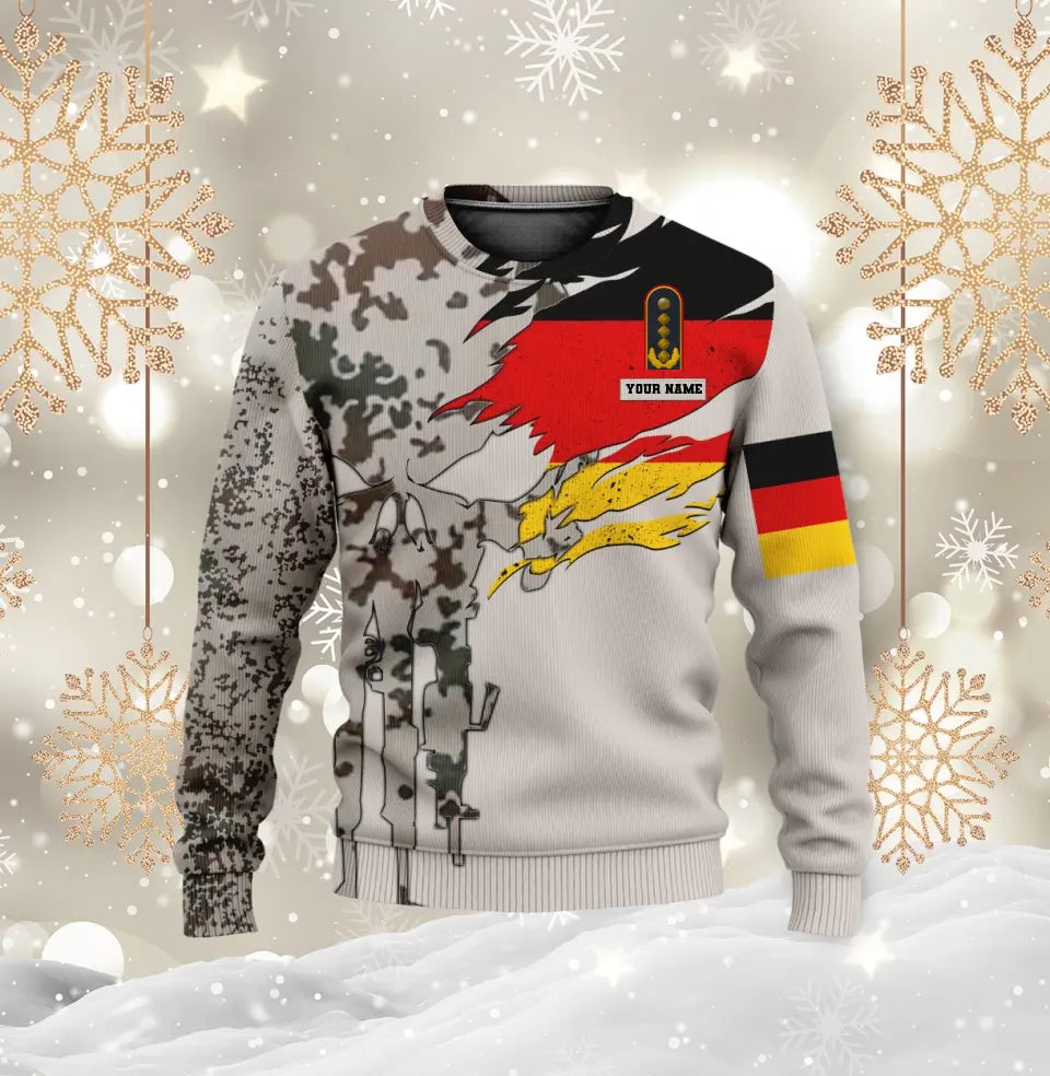 T-shirt personnalisé avec camouflage soldat/vétéran allemand avec nom et grade imprimé en 3D - 0711230002