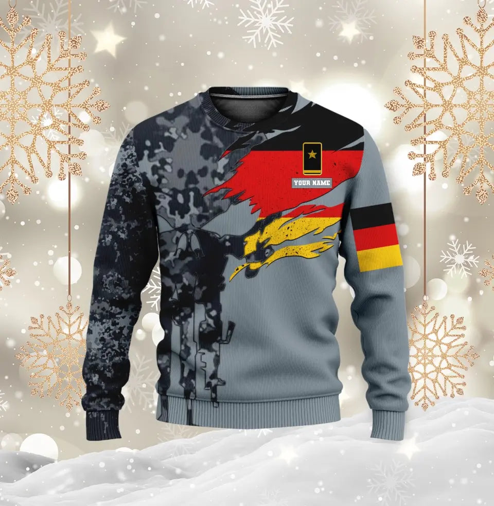 T-shirt personnalisé avec camouflage soldat/vétéran allemand avec nom et grade imprimé en 3D - 0711230002