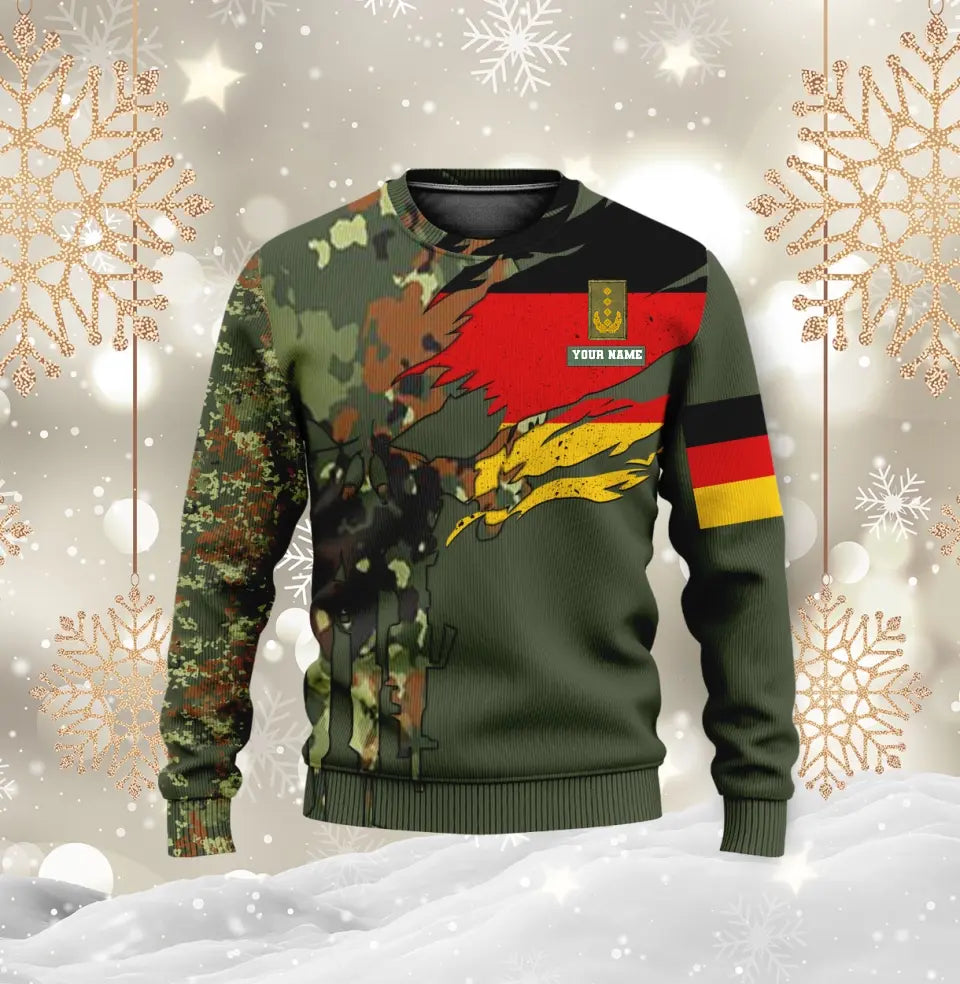 T-shirt personnalisé avec camouflage soldat/vétéran allemand avec nom et grade imprimé en 3D - 0711230002