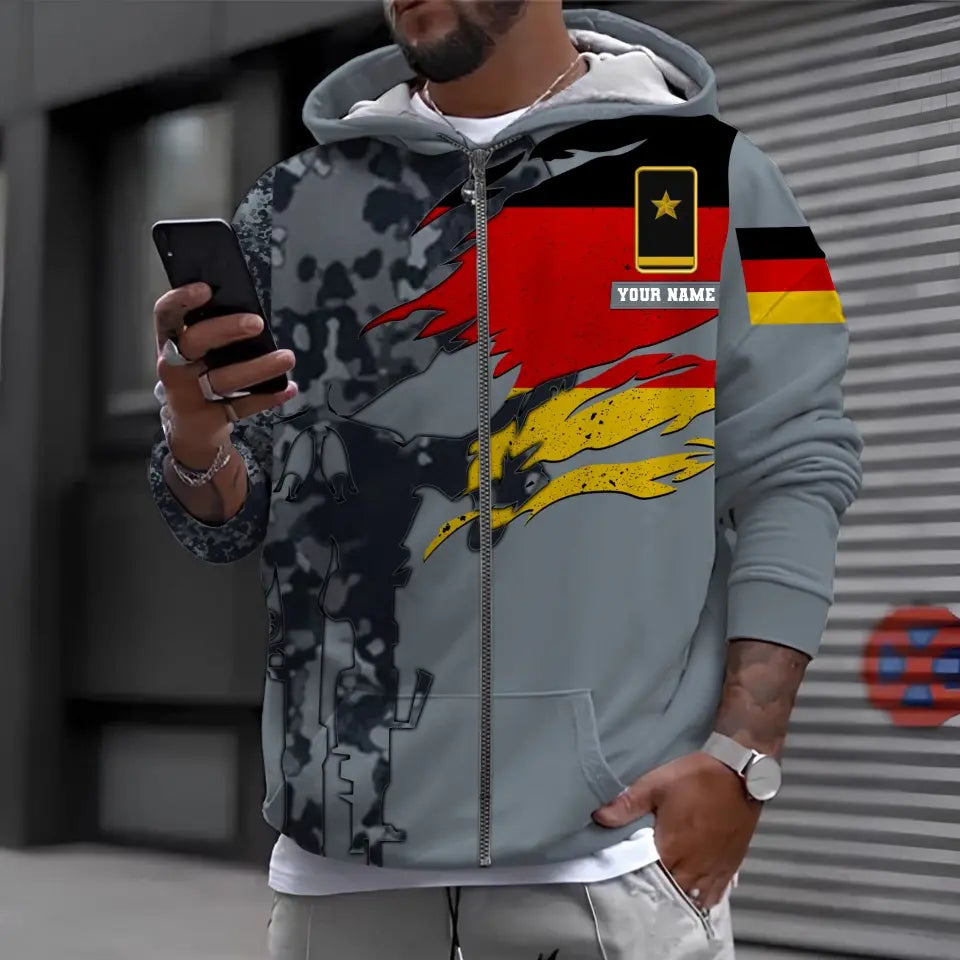 T-shirt personnalisé avec camouflage soldat/vétéran allemand avec nom et grade imprimé en 3D - 0711230002