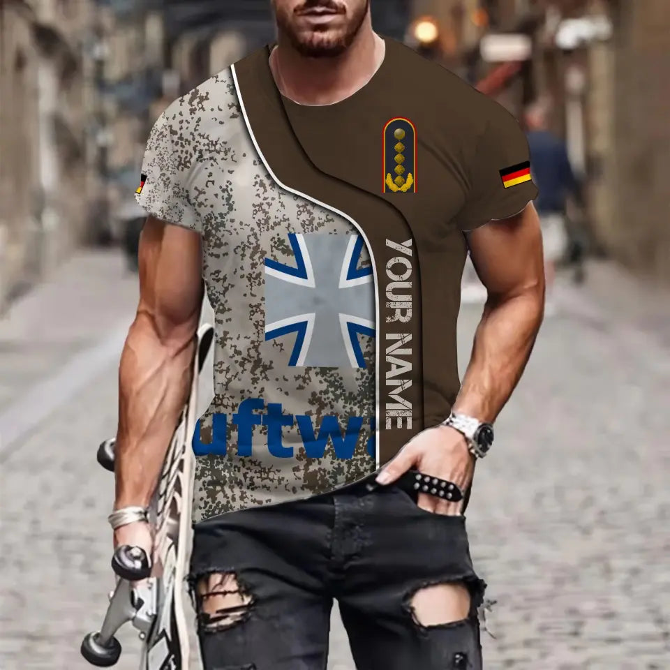 Personalized Germany Soldier/ Veteran Camo With Name And Rank T-shirt 3D Printed - 1699315203