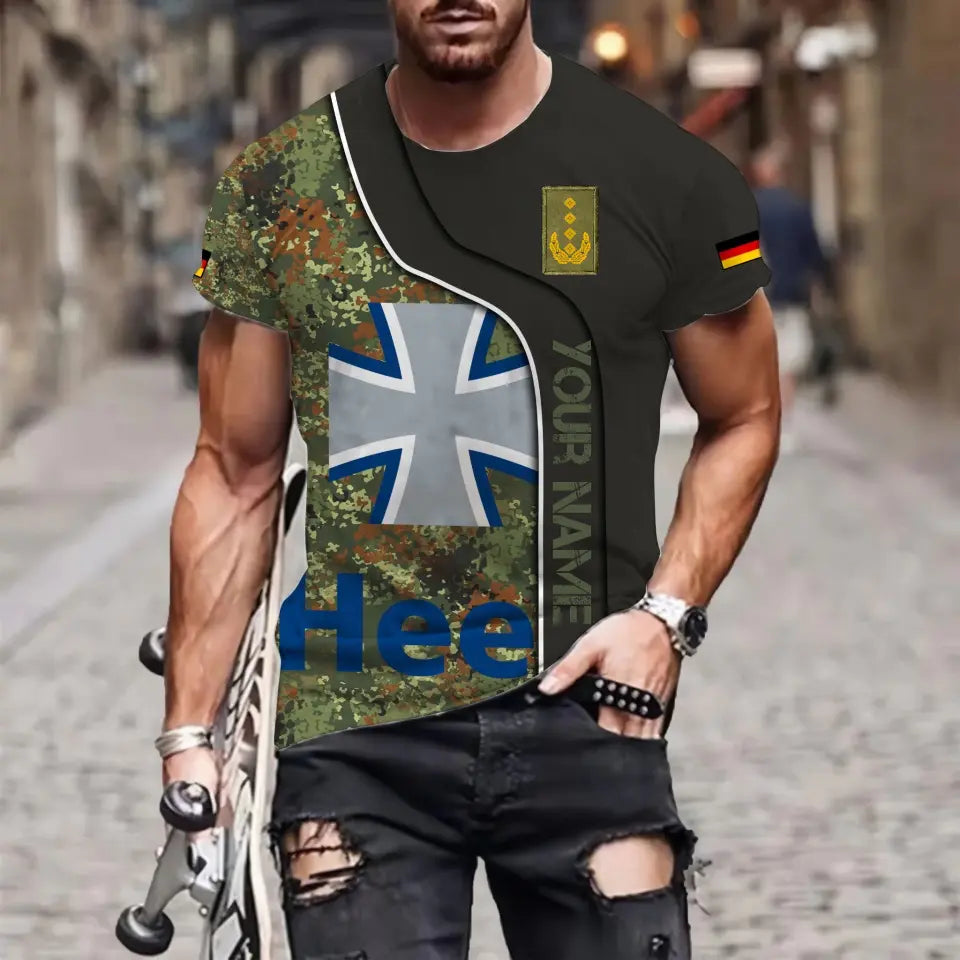 Personalized Germany Soldier/ Veteran Camo With Name And Rank T-shirt 3D Printed - 1699315203