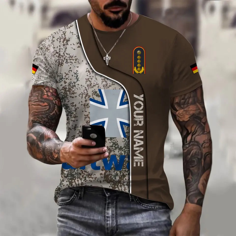 Personalized Germany Soldier/ Veteran Camo With Name And Rank T-shirt 3D Printed - 1699315203