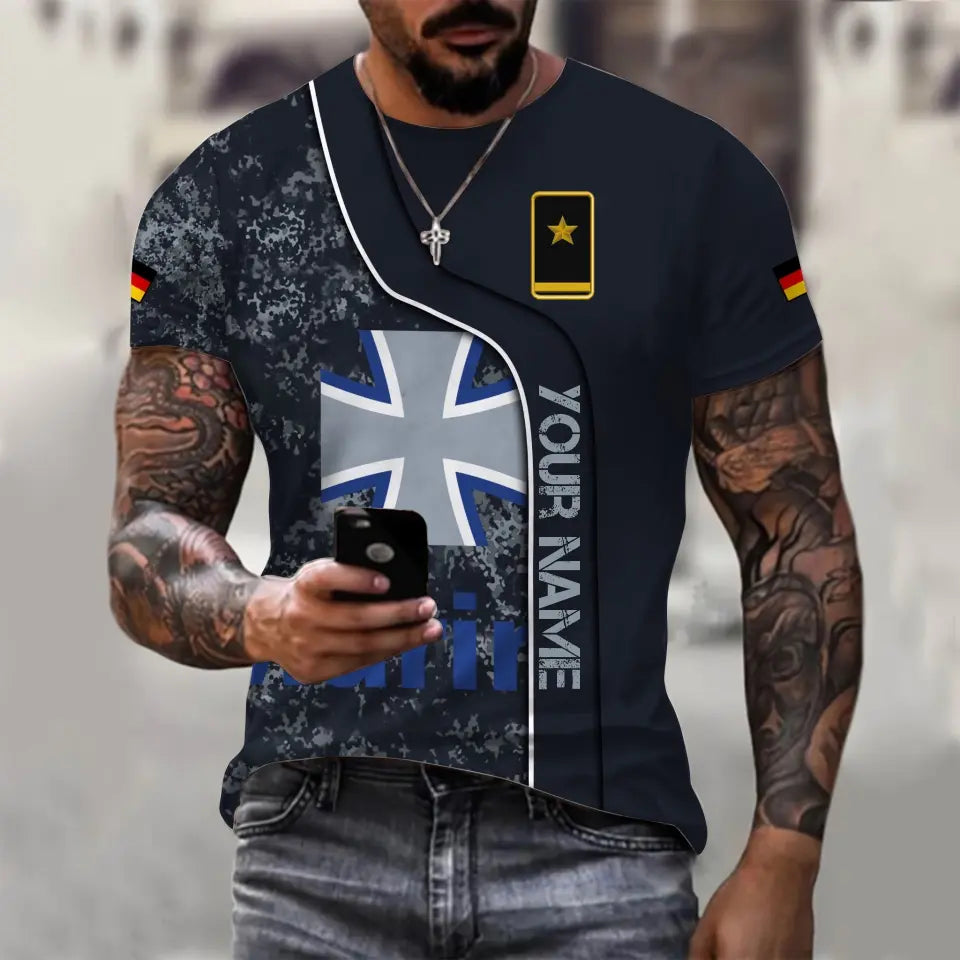 Personalized Germany Soldier/ Veteran Camo With Name And Rank T-shirt 3D Printed - 1699315203