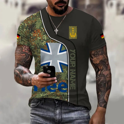 Personalized Germany Soldier/ Veteran Camo With Name And Rank T-shirt 3D Printed - 1699315203