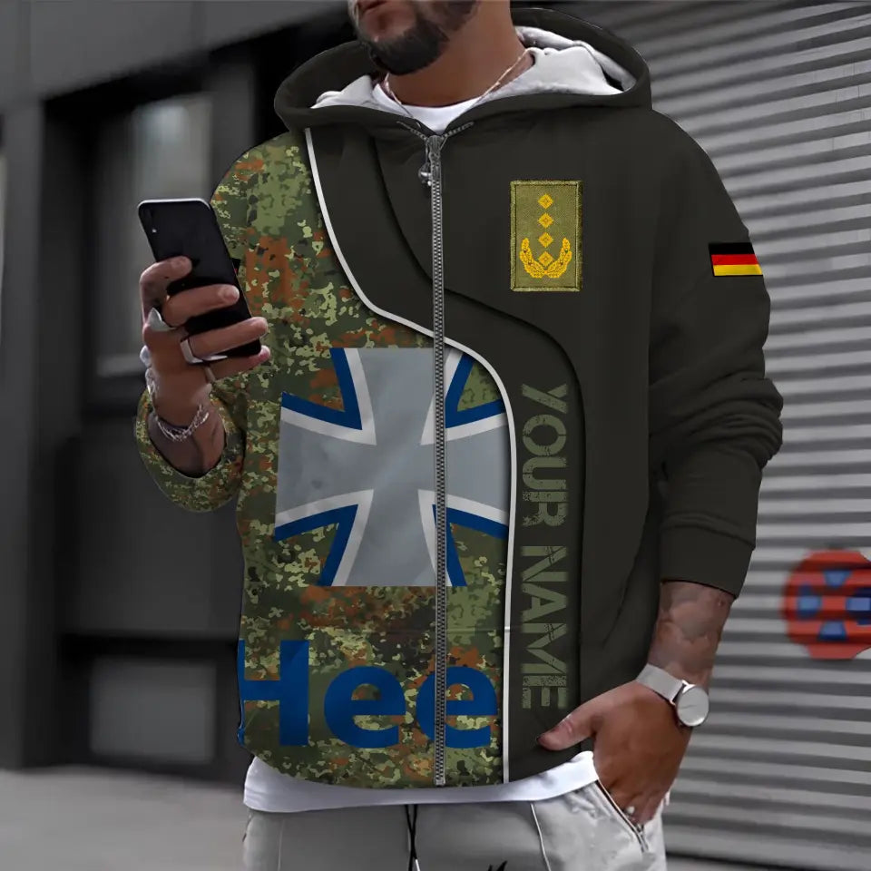 Personalized Germany Soldier/ Veteran Camo With Name And Rank T-shirt 3D Printed - 1699315203