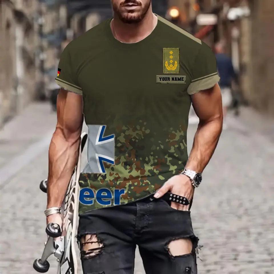 Personalized Germany Soldier/ Veteran Camo With Name And Rank T-shirt 3D Printed - 0711230005