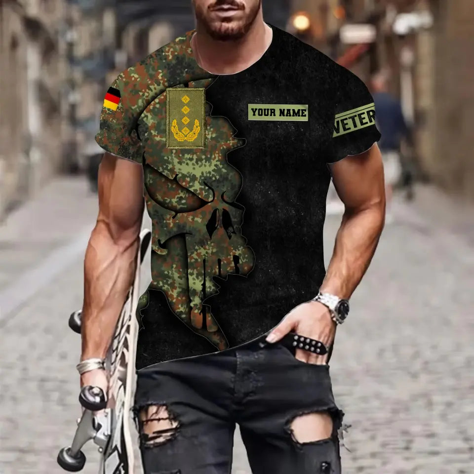 Personalized Germany Soldier/ Veteran Camo With Name And Rank T-shirt 3D Printed - 1699315205