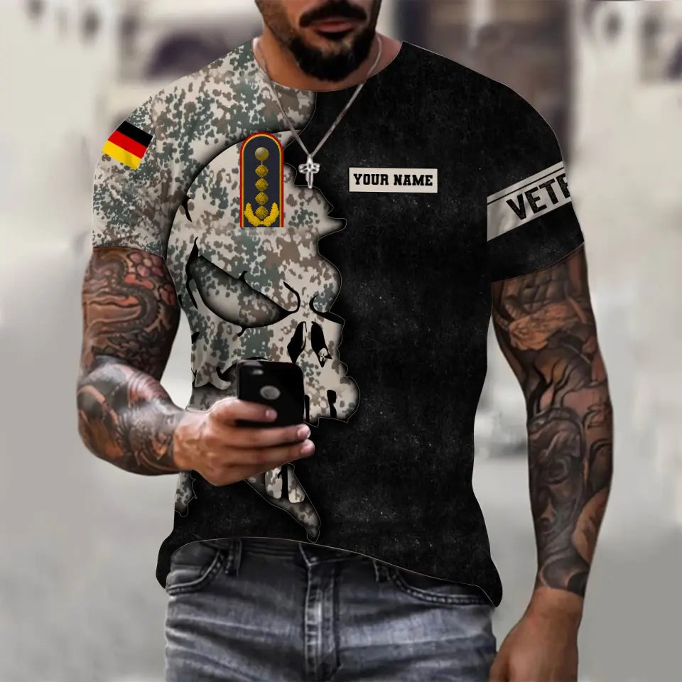 Personalized Germany Soldier/ Veteran Camo With Name And Rank T-shirt 3D Printed - 1699315205