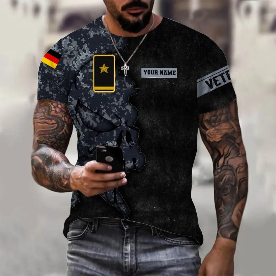 Personalized Germany Soldier/ Veteran Camo With Name And Rank T-shirt 3D Printed - 1699315205
