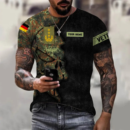 Personalized Germany Soldier/ Veteran Camo With Name And Rank T-shirt 3D Printed - 1699315205