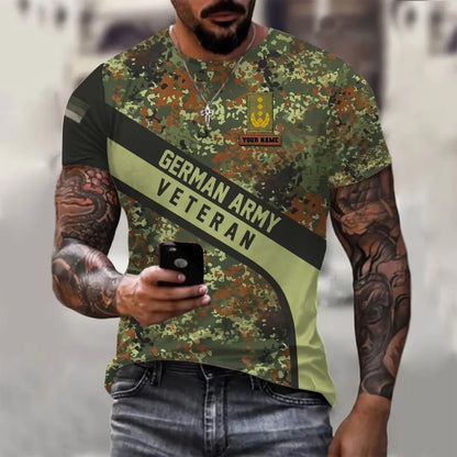T-shirt personnalisé avec camouflage soldat/vétéran allemand avec nom et grade imprimé en 3D - 0711230013