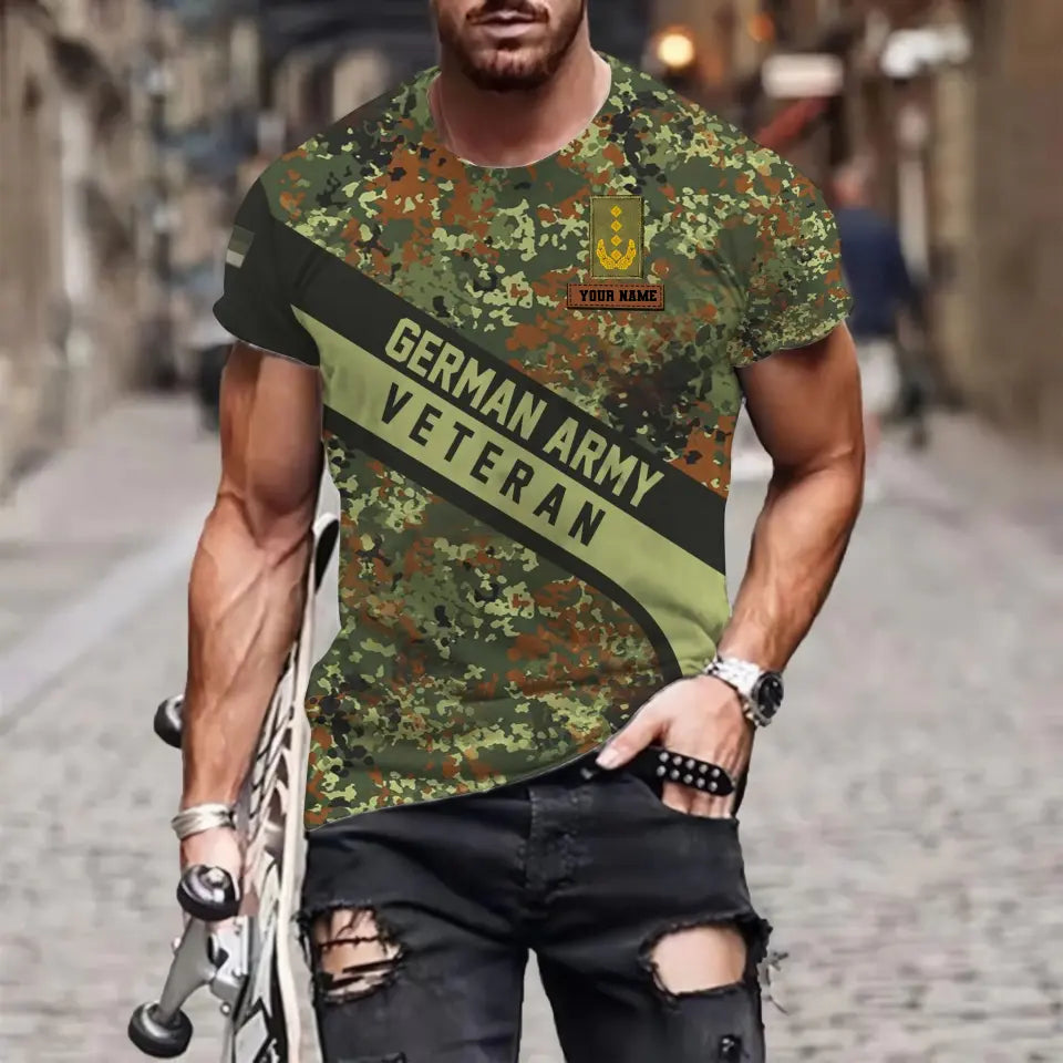 Personalized Germany Soldier/ Veteran Camo With Name And Rank T-shirt 3D Printed - 0711230013